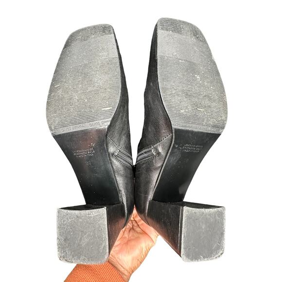 Napoleoni Black Side Zip Square Toe Block Heel‎ Leather Ankle Boots Size 8 - Picture 8 of 8